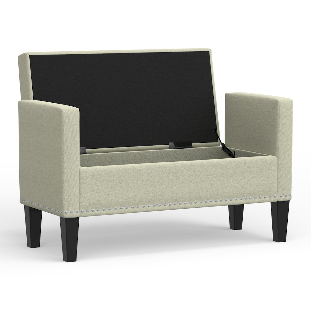 41.5" Storage Bench with Nailhead - Beige. Picture 4