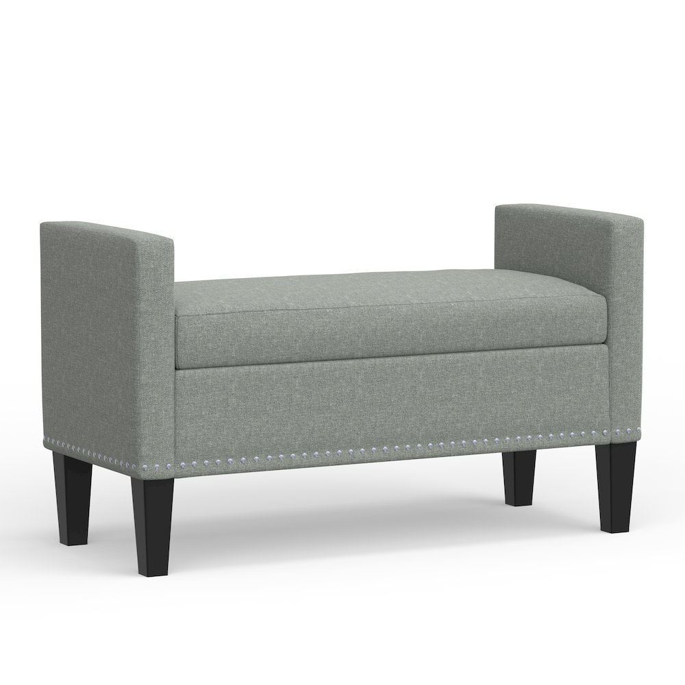 41.5" Storage Bench with Nailhead Trim - Stone (Light Gray). Picture 1
