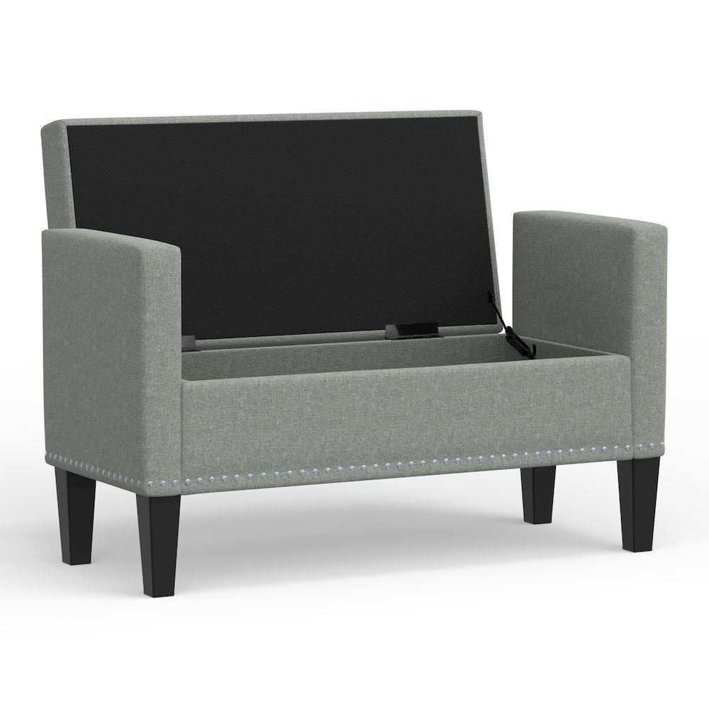 41.5" Storage Bench with Nailhead Trim - Stone (Light Gray). Picture 4