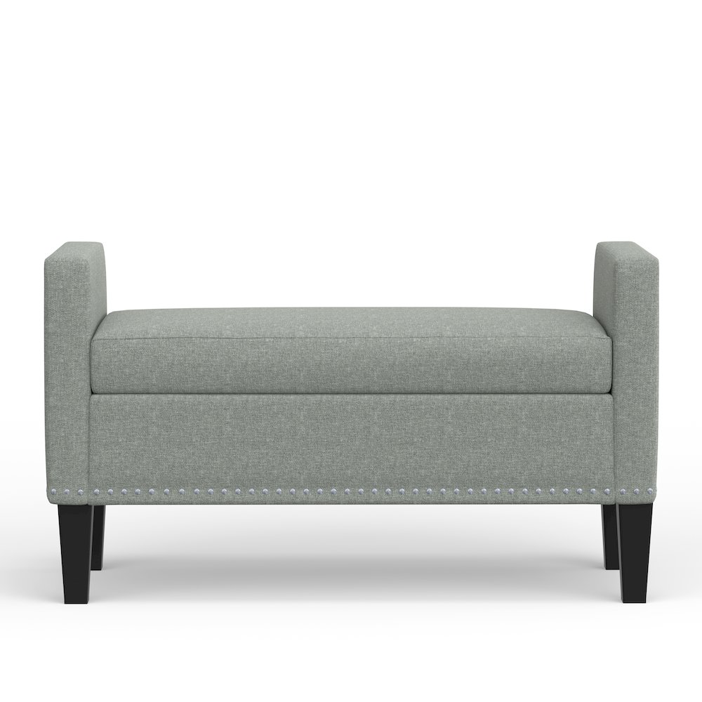 41.5" Storage Bench with Nailhead Trim - Stone (Light Gray). Picture 3