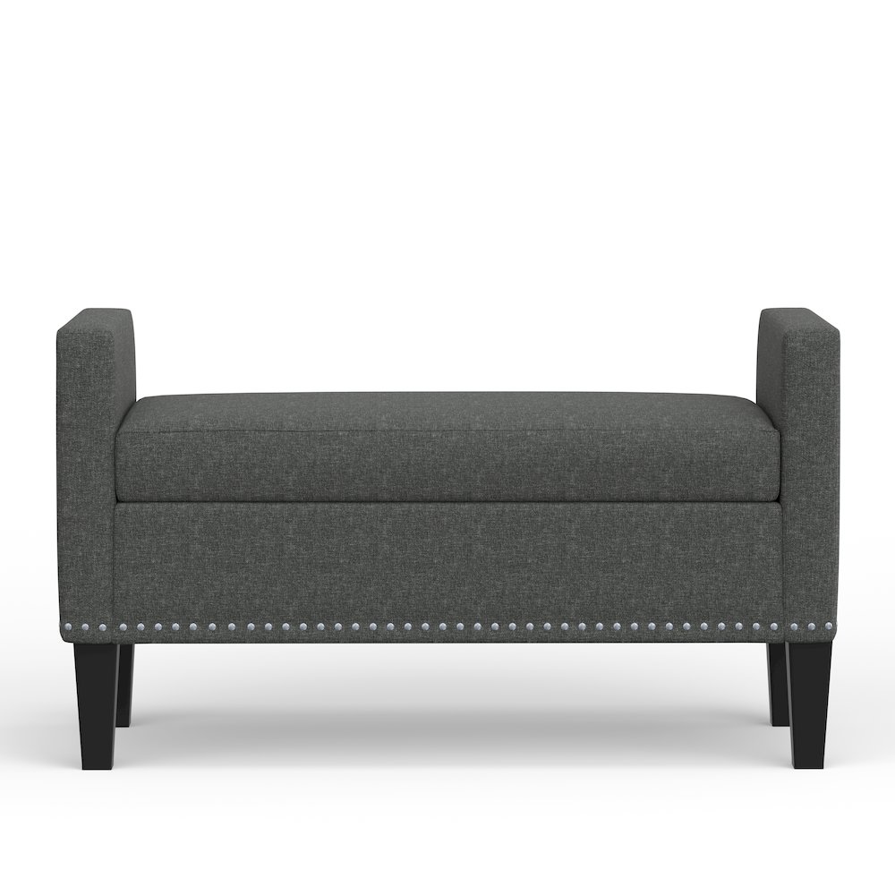 41.5" Storage Bench with Nailhead Trim - Dark Gray. Picture 3