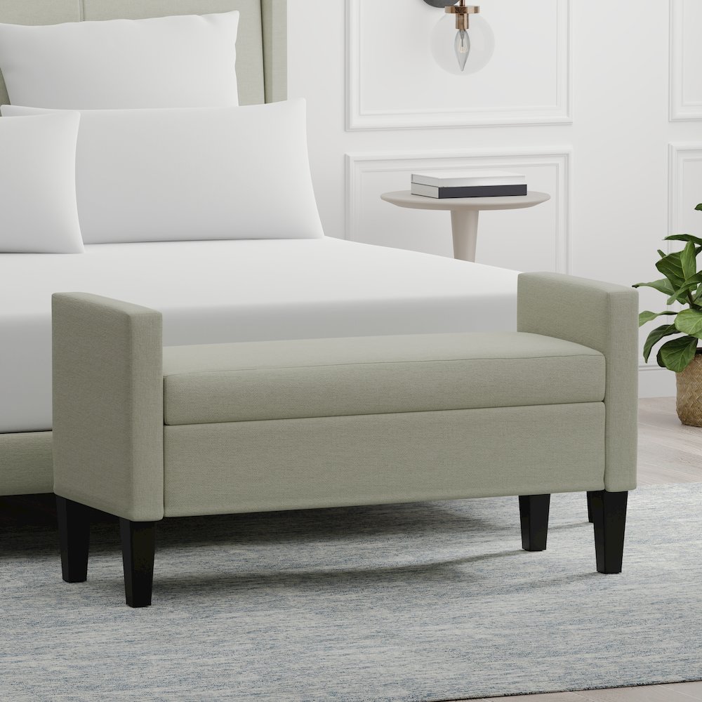 46" Storage Bench with Arms - Beige. Picture 2