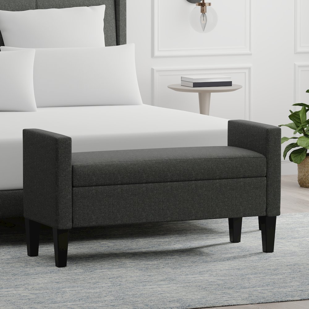 46" Storage Bench with Arms - Dark Gray. Picture 2