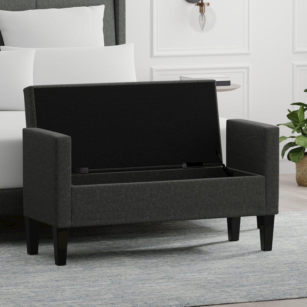46" Storage Bench with Arms - Dark Gray. Picture 5