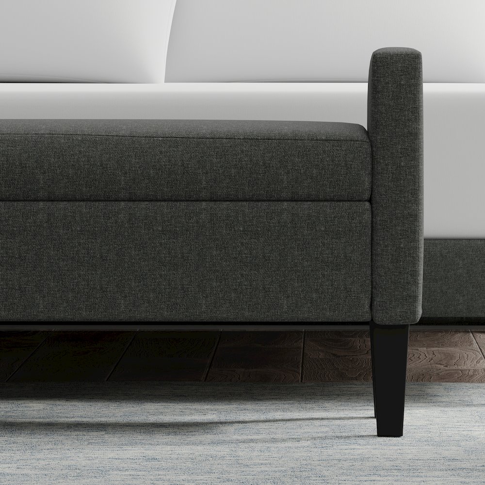 46" Storage Bench with Arms - Dark Gray. Picture 6