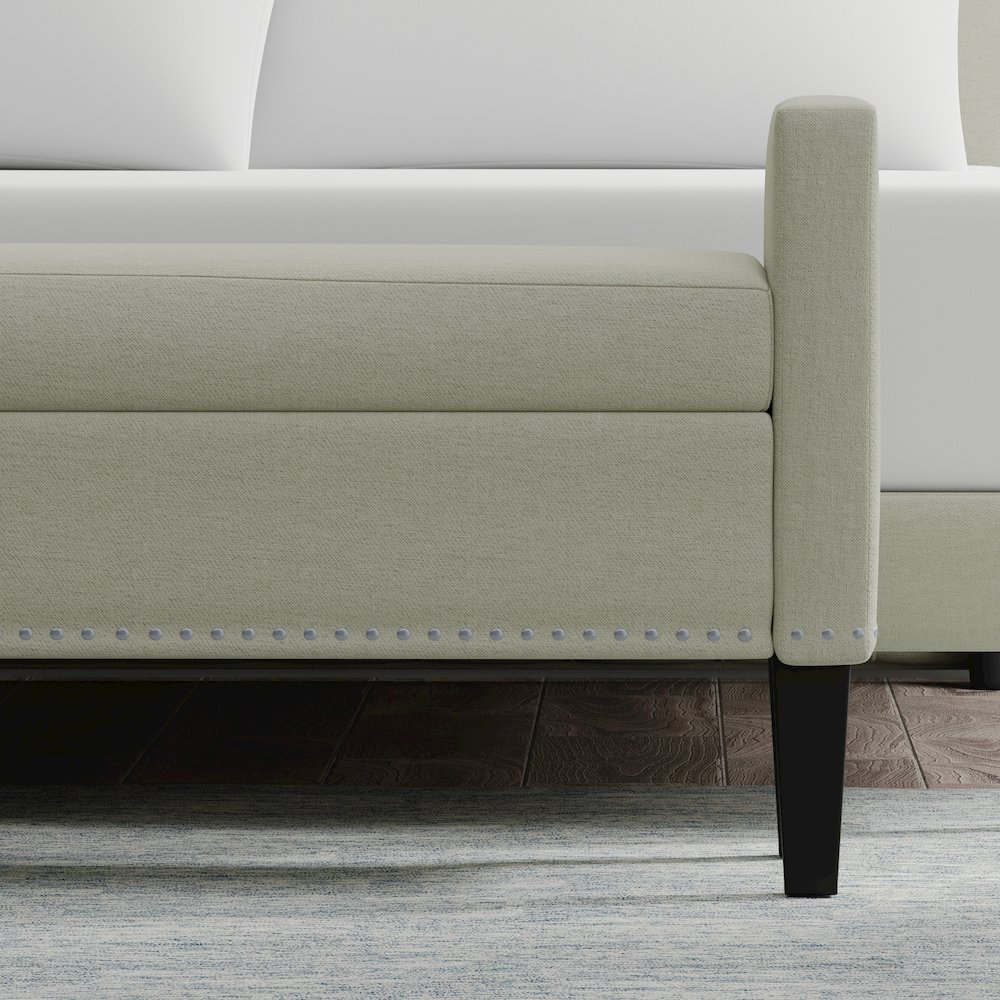 51.25" Storage Bench with Nailhead Trim - Beige. Picture 6