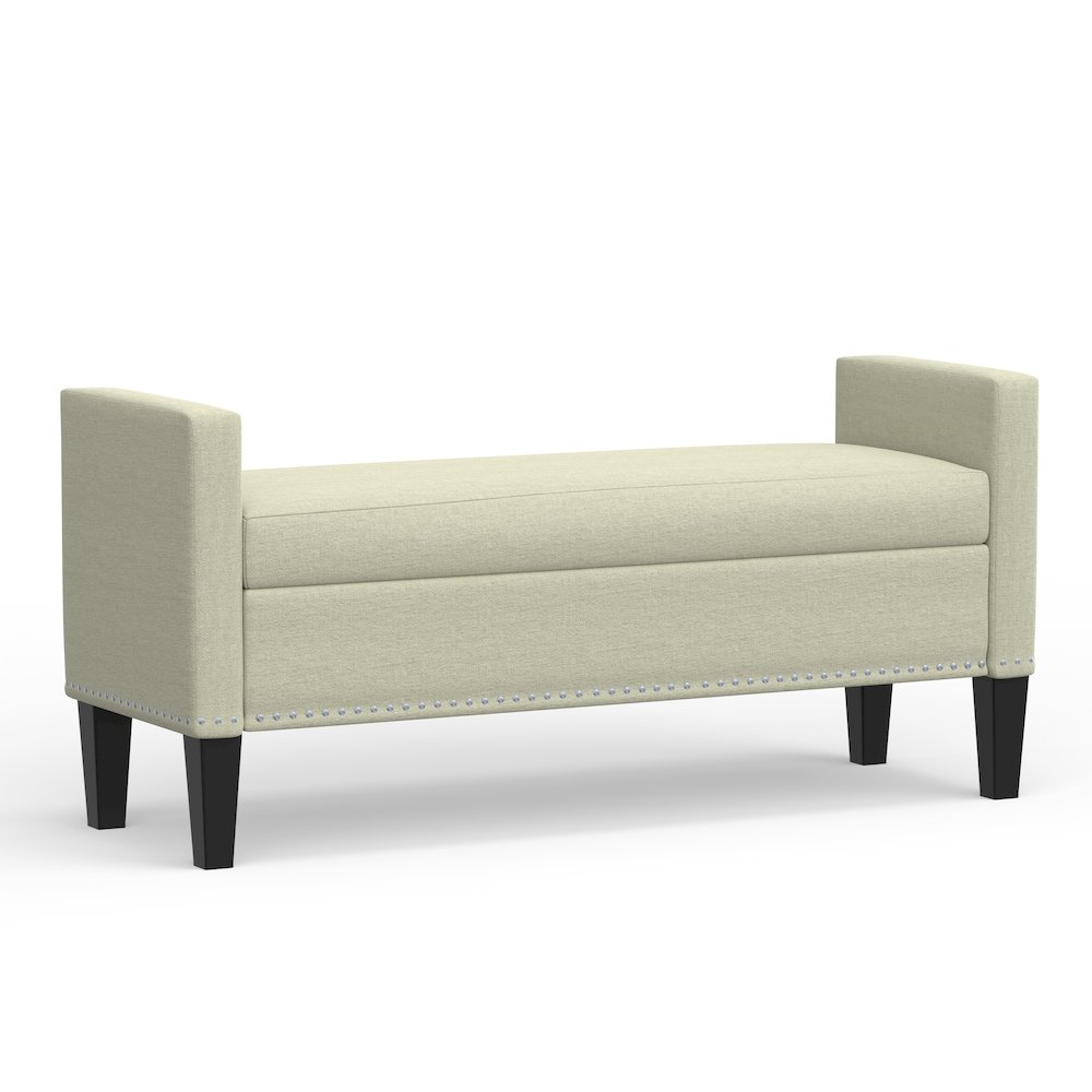 51.25" Storage Bench with Nailhead Trim - Beige. Picture 1