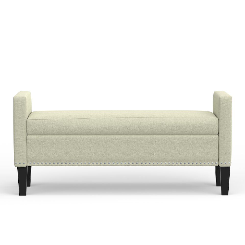 51.25" Storage Bench with Nailhead Trim - Beige. Picture 3