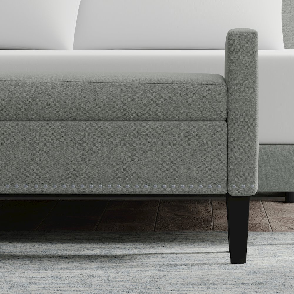 51.25" Storage Bench with Nailhead Trim - Stone (Light Gray). Picture 6
