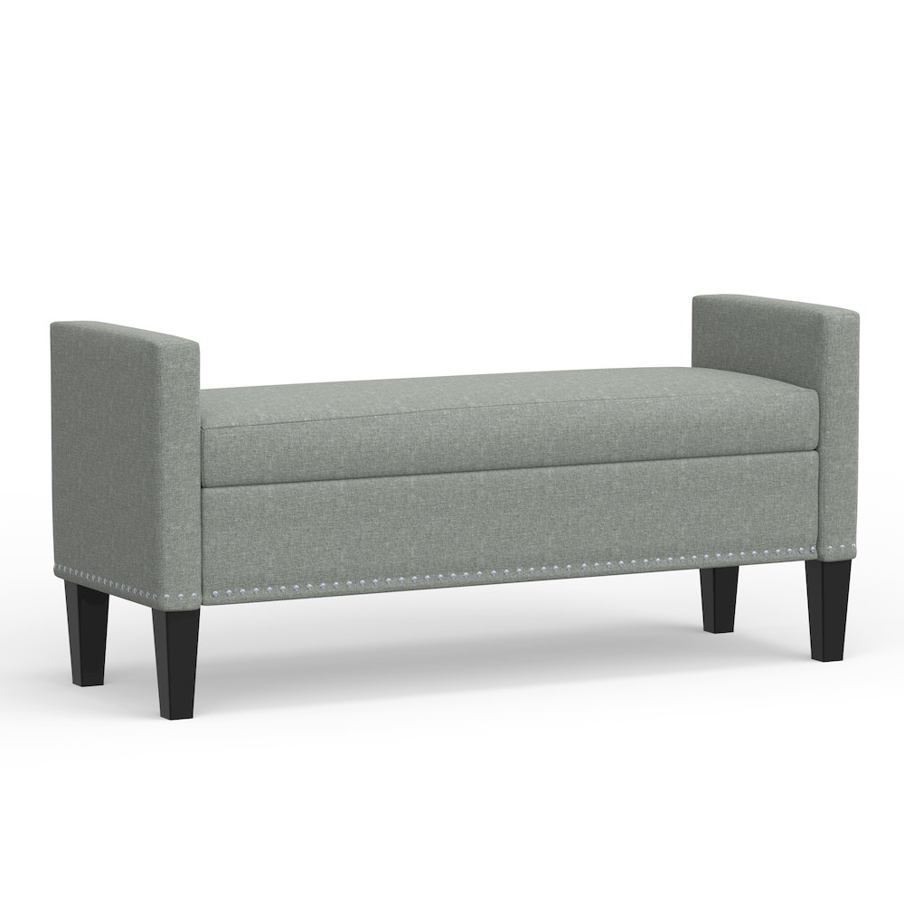51.25" Storage Bench with Nailhead Trim - Stone (Light Gray). Picture 1