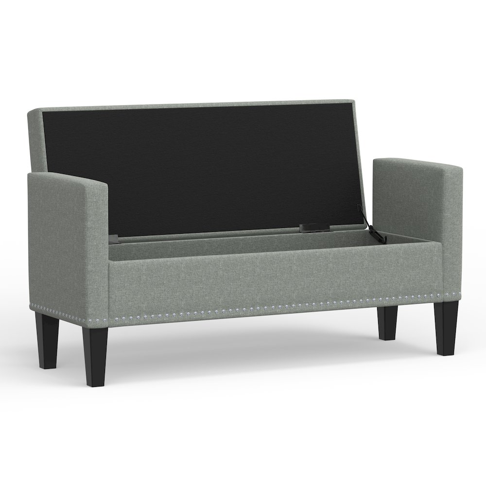 51.25" Storage Bench with Nailhead Trim - Stone (Light Gray). Picture 4