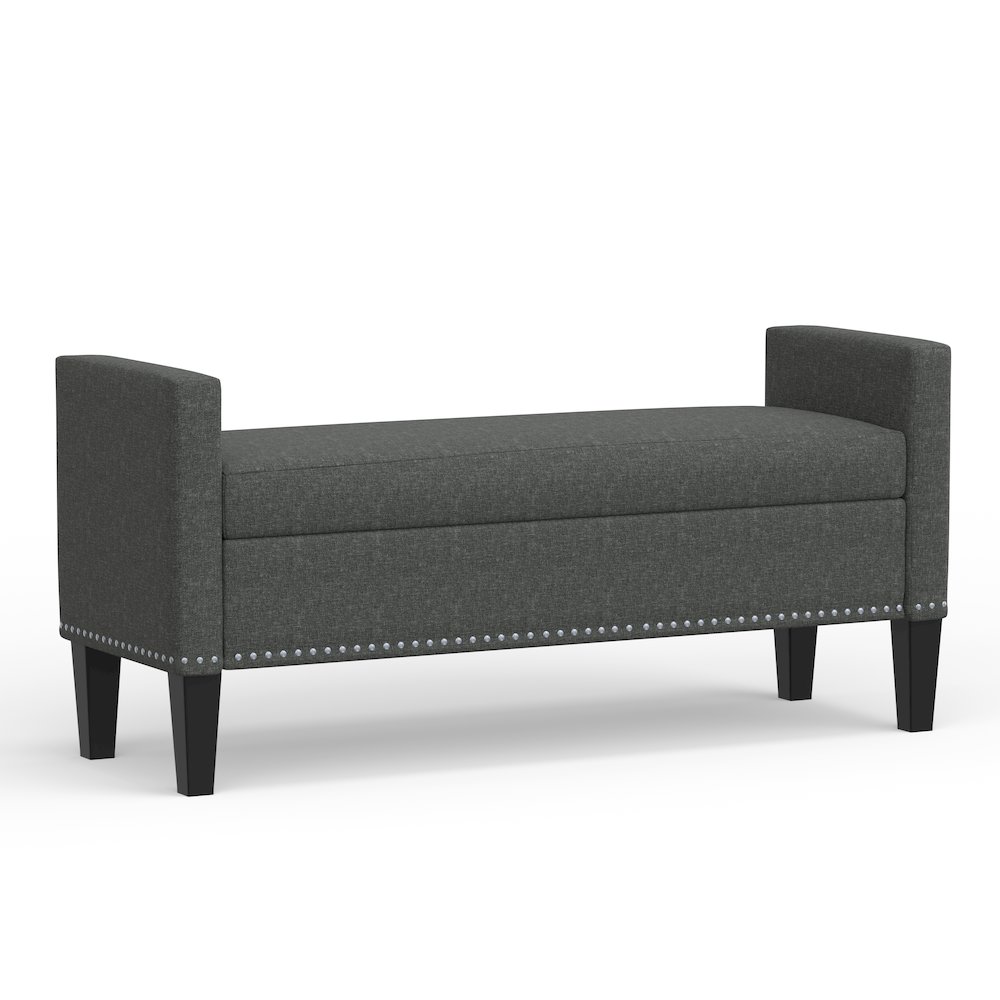 51.25" Storage Bench with Nailhead Trim - Dark Gray. Picture 1