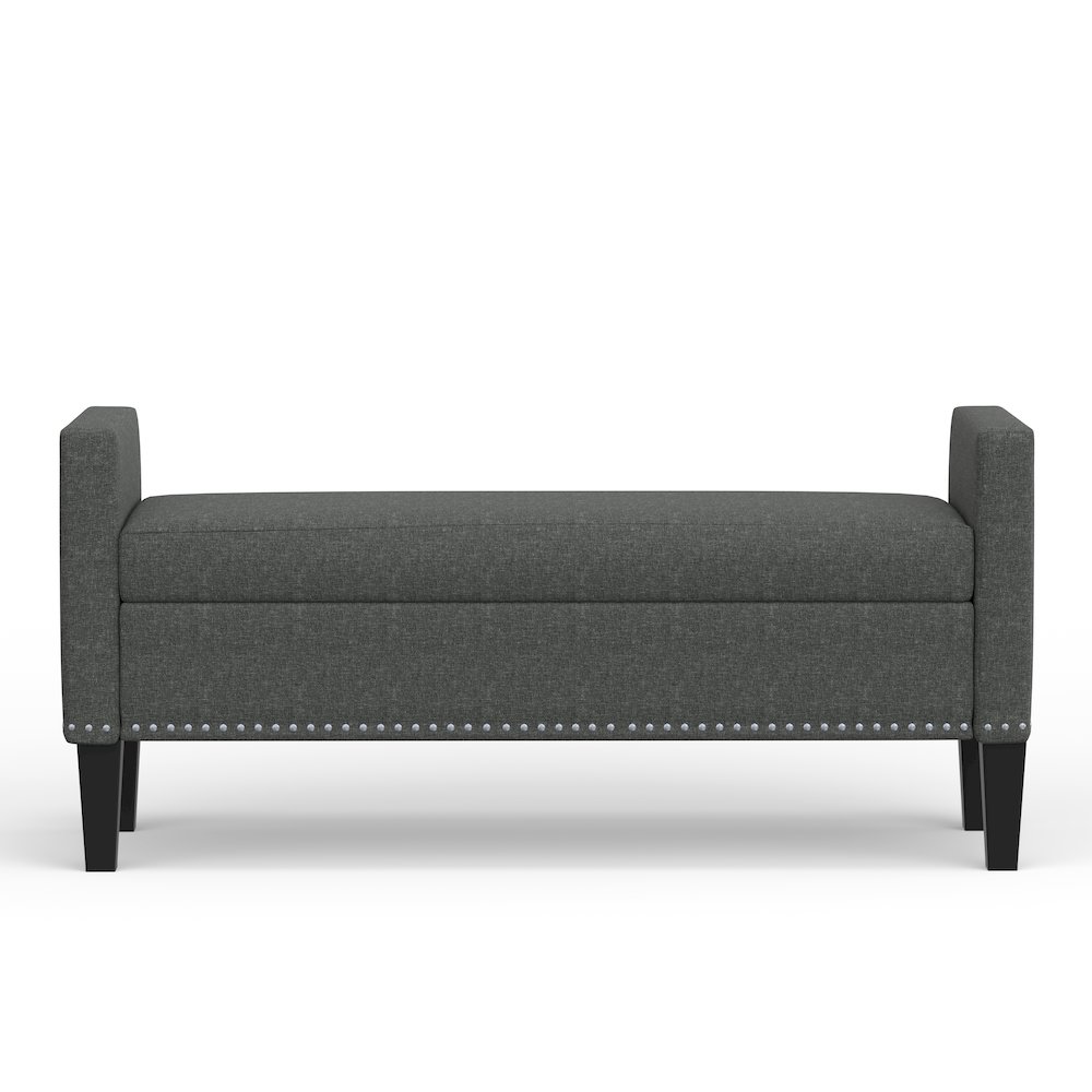 51.25" Storage Bench with Nailhead Trim - Dark Gray. Picture 3