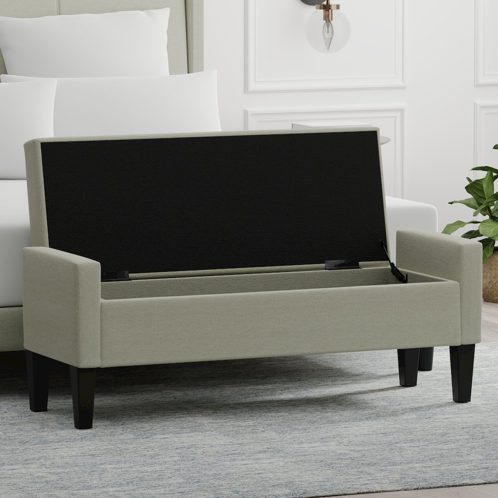 51.25" Storage Bench with Truncated Arms - Beige. Picture 5