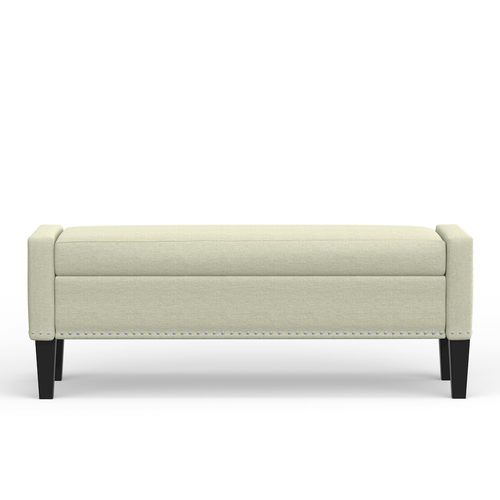 51.25" Storage Bench with Truncated Arms + Nailhead Trim - Beige. Picture 3