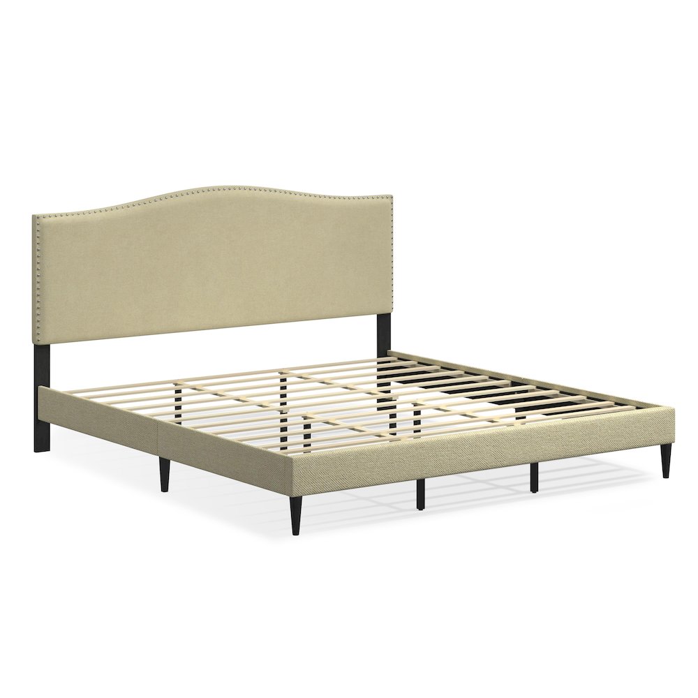 Leighford King Platform Bed Beige. Picture 3