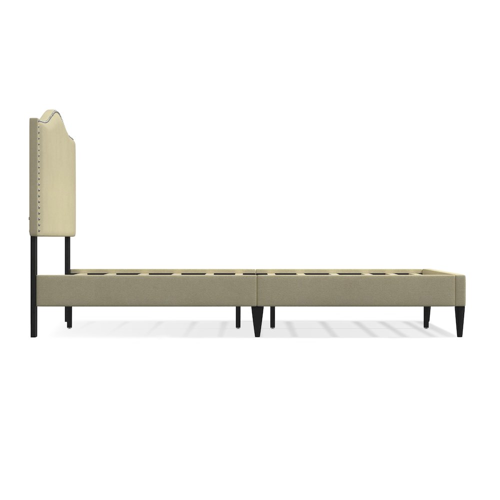 Leighford Queen Platform Bed Beige. Picture 4