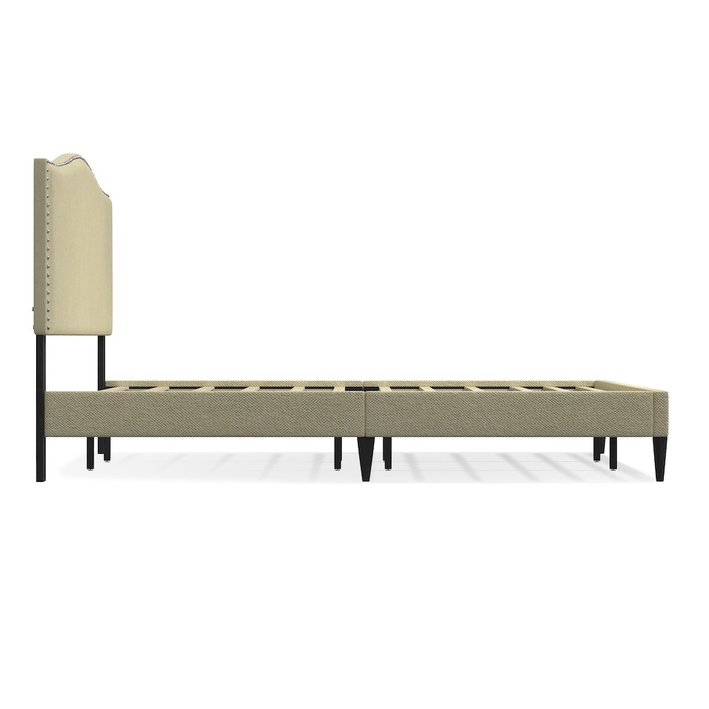 Leighford King Platform Bed Beige. Picture 4