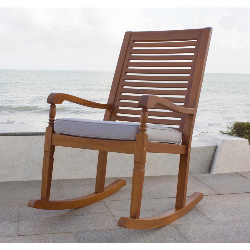 Nantucket Rocking Chair, Natural Colour Stain With Grey Cushion. Picture 3
