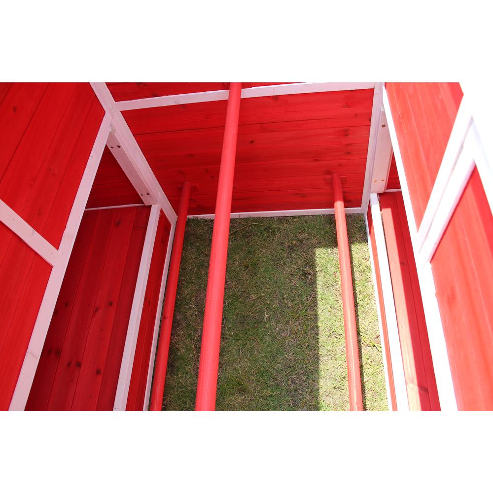 Red Barn Chicken Coop with Roof Top Planter. Picture 4
