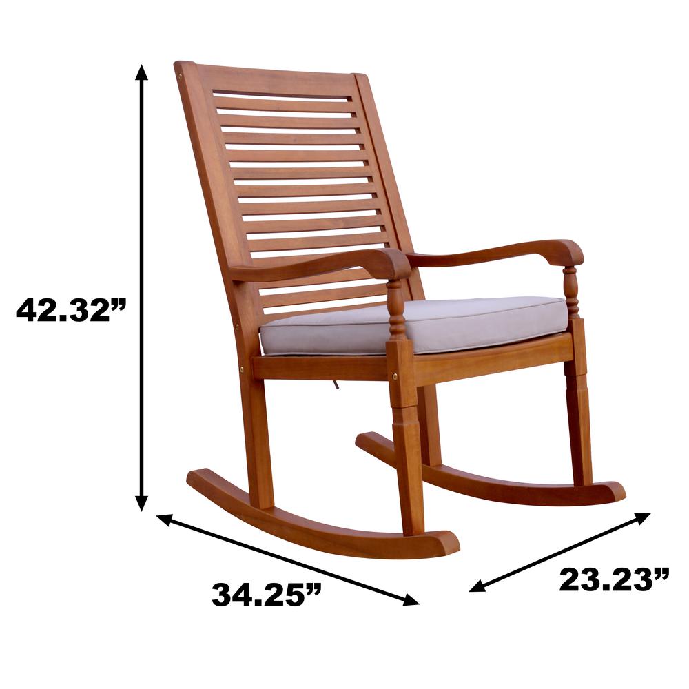 Nantucket Rocking Chair, Natural Colour Stain With Grey Cushion. Picture 2