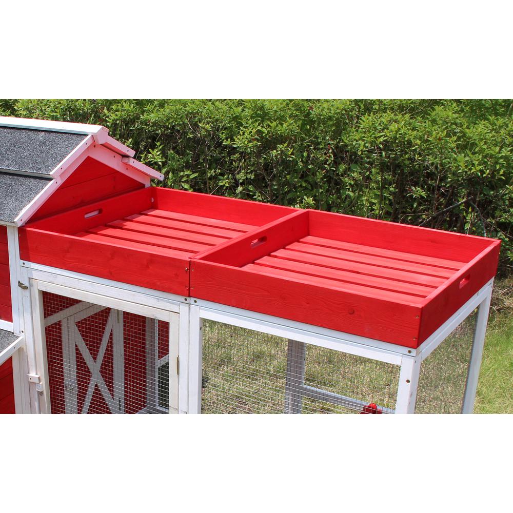 Red Barn Chicken Coop with Roof Top Planter. Picture 2