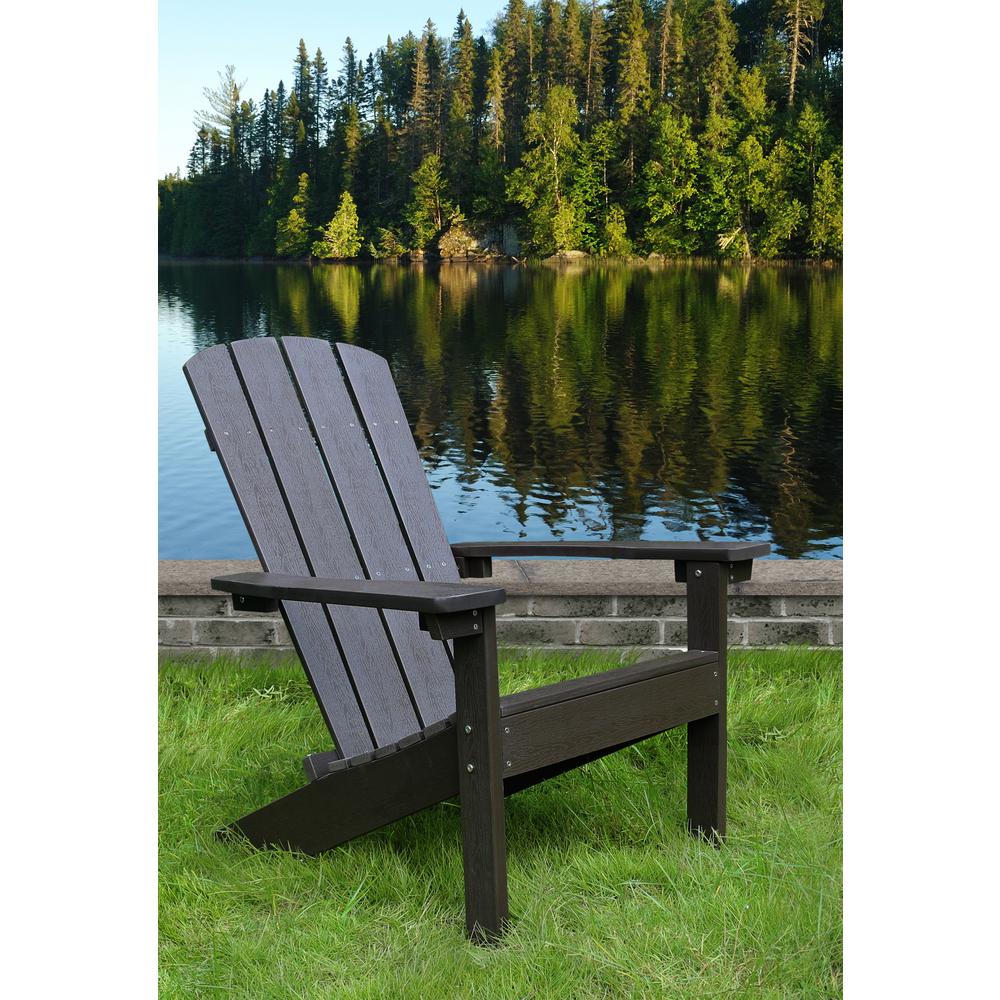 Lakeside Faux Wood Adirondack Chair, Espresso. Picture 3