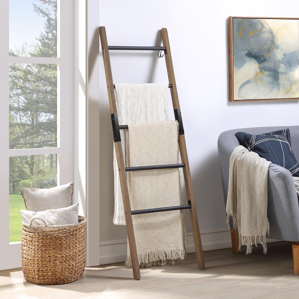 60″ Solid Wood & Steel Blanket Ladder. Picture 5