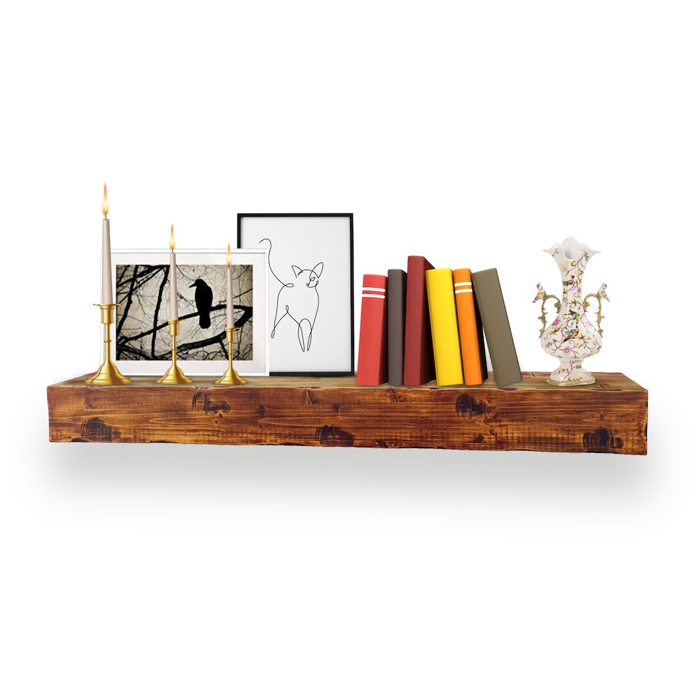 60" Rustic Fireplace Mantel Shelf. Picture 1