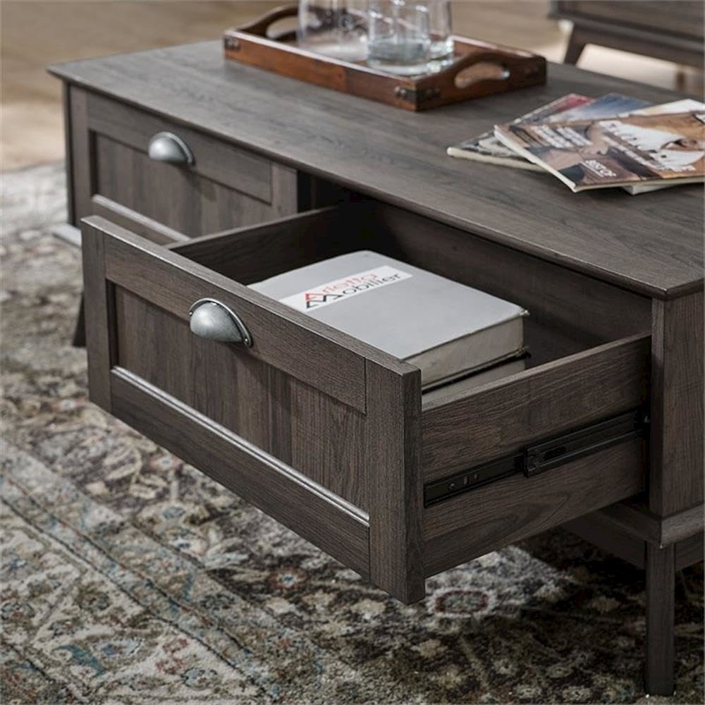 Newport Series Tall Center Coffee Table With Two Fully Extended Drawers. Picture 6