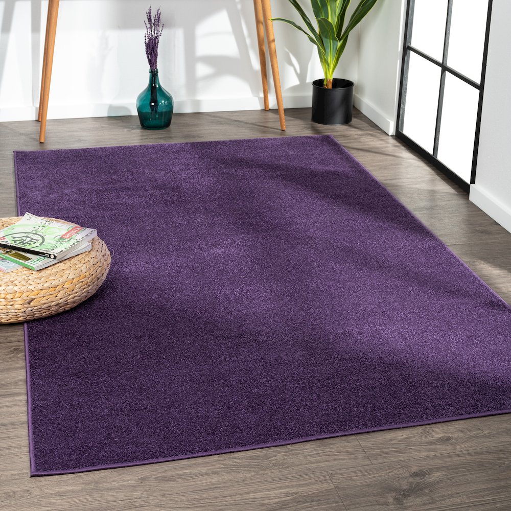 Haze Solid Low Pile Area Rug Purple. Picture 19