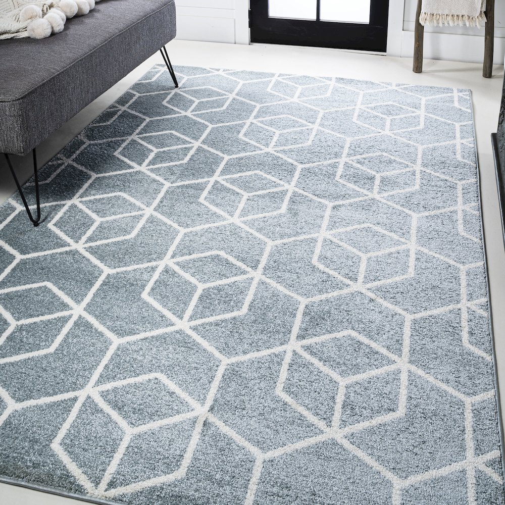Tumbling Blocks Modern Geometric Area Rug. Picture 15
