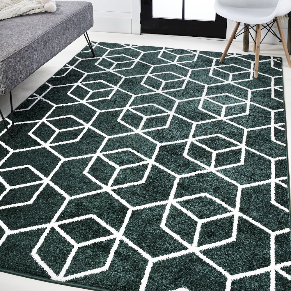 Tumbling Blocks Modern Geometric Area Rug. Picture 15