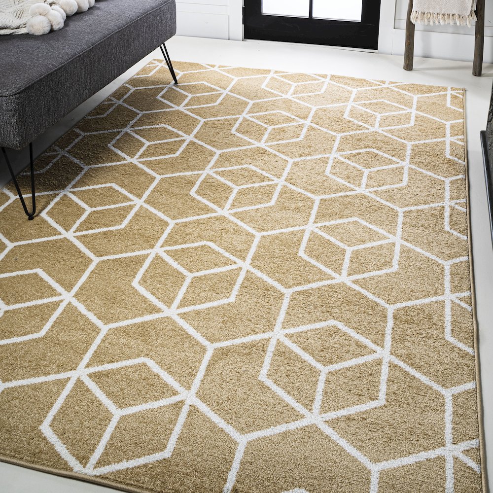 Tumbling Blocks Modern Geometric Area Rug. Picture 15