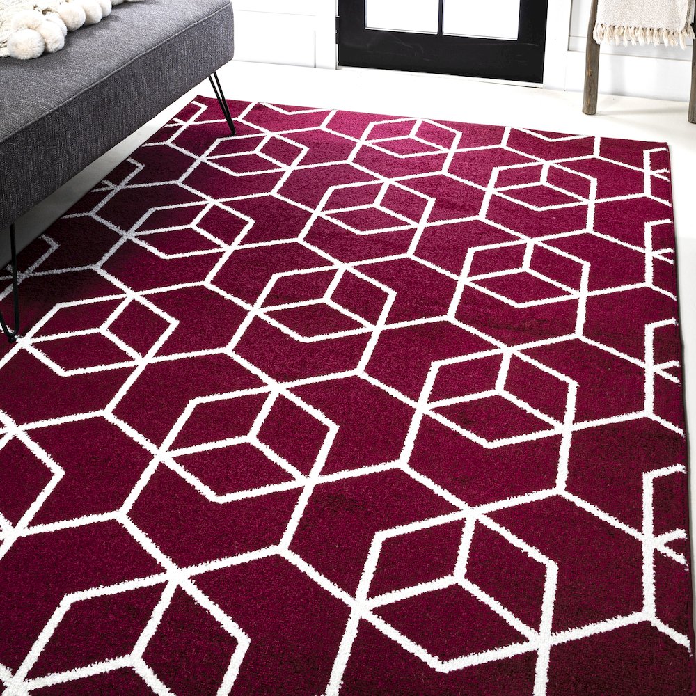 Tumbling Blocks Modern Geometric Area Rug. Picture 12