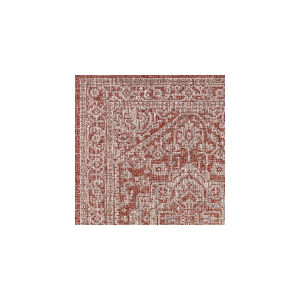 Sinjuri Medallion TetuWeave Red/Taupe   Indoor/Outdoor  Rug. Picture 3