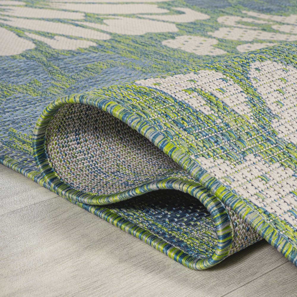 Zinnia Modern Floral TetuWeave /Green   Indoor/Outdoor  Rug. Picture 1