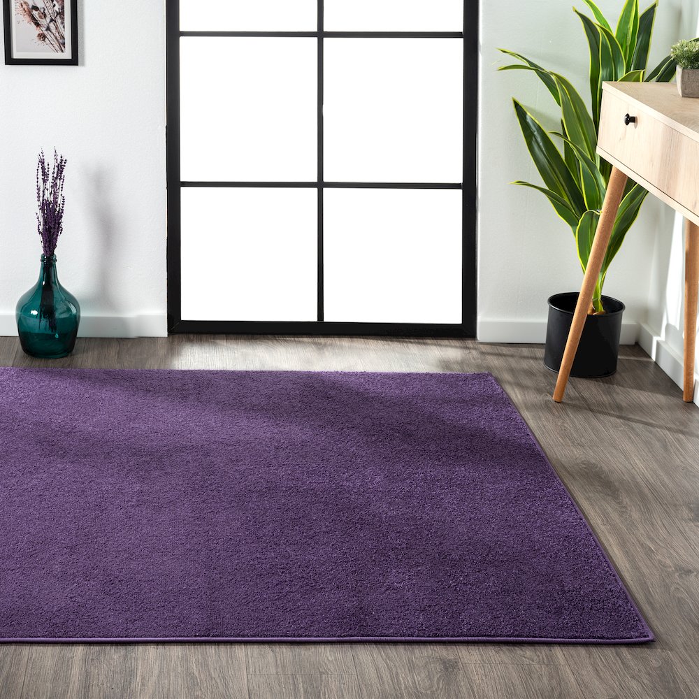 Haze Solid Low Pile Area Rug Purple. Picture 13