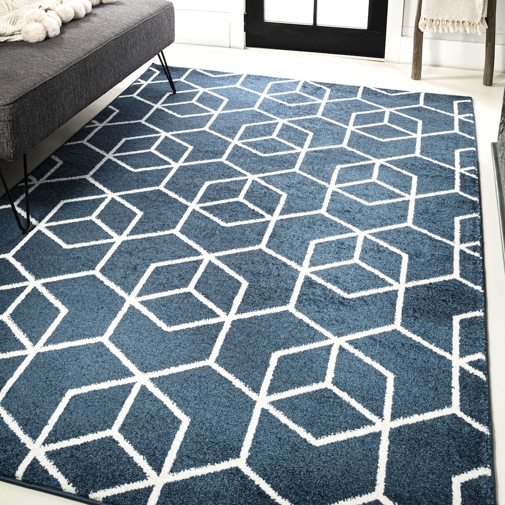 Tumbling Blocks Modern Geometric Area Rug. Picture 24