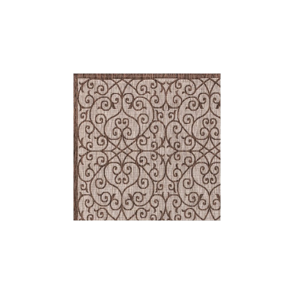 Madrid Vintage Filigree TetuWeave Taupe/Espresso   Indoor/Outdoor  Rug. Picture 3