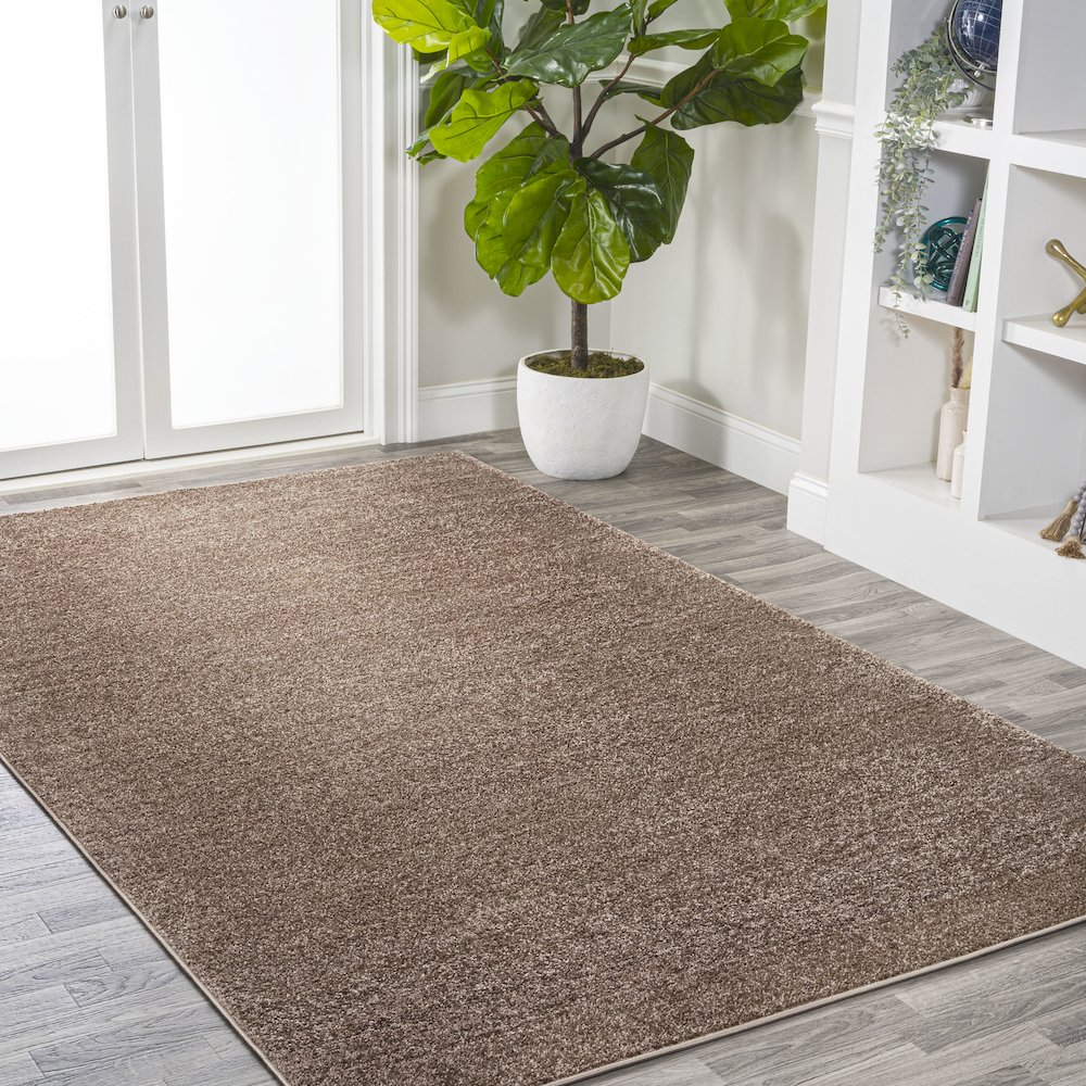 Haze Solid Low Pile Area Rug Brown. Picture 17