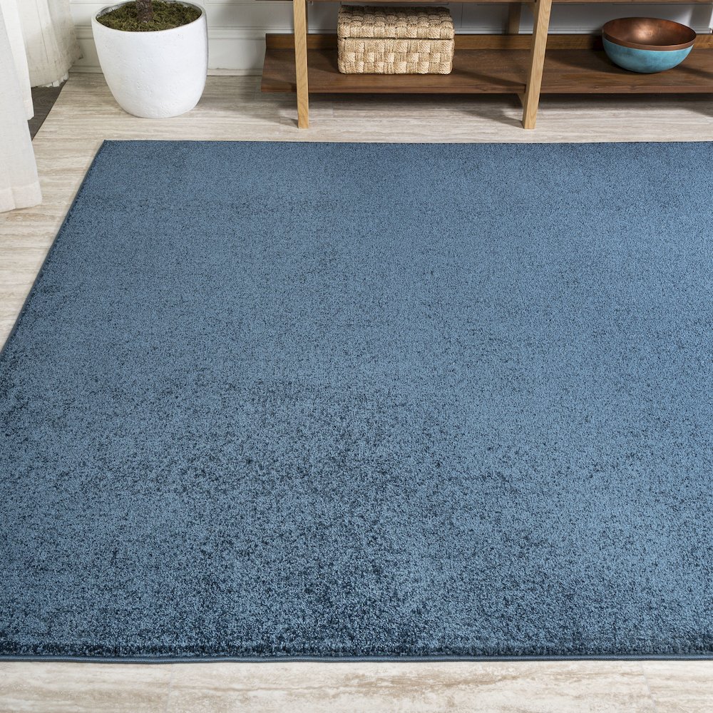 Haze Solid Low Pile Area Rug Navy. Picture 14