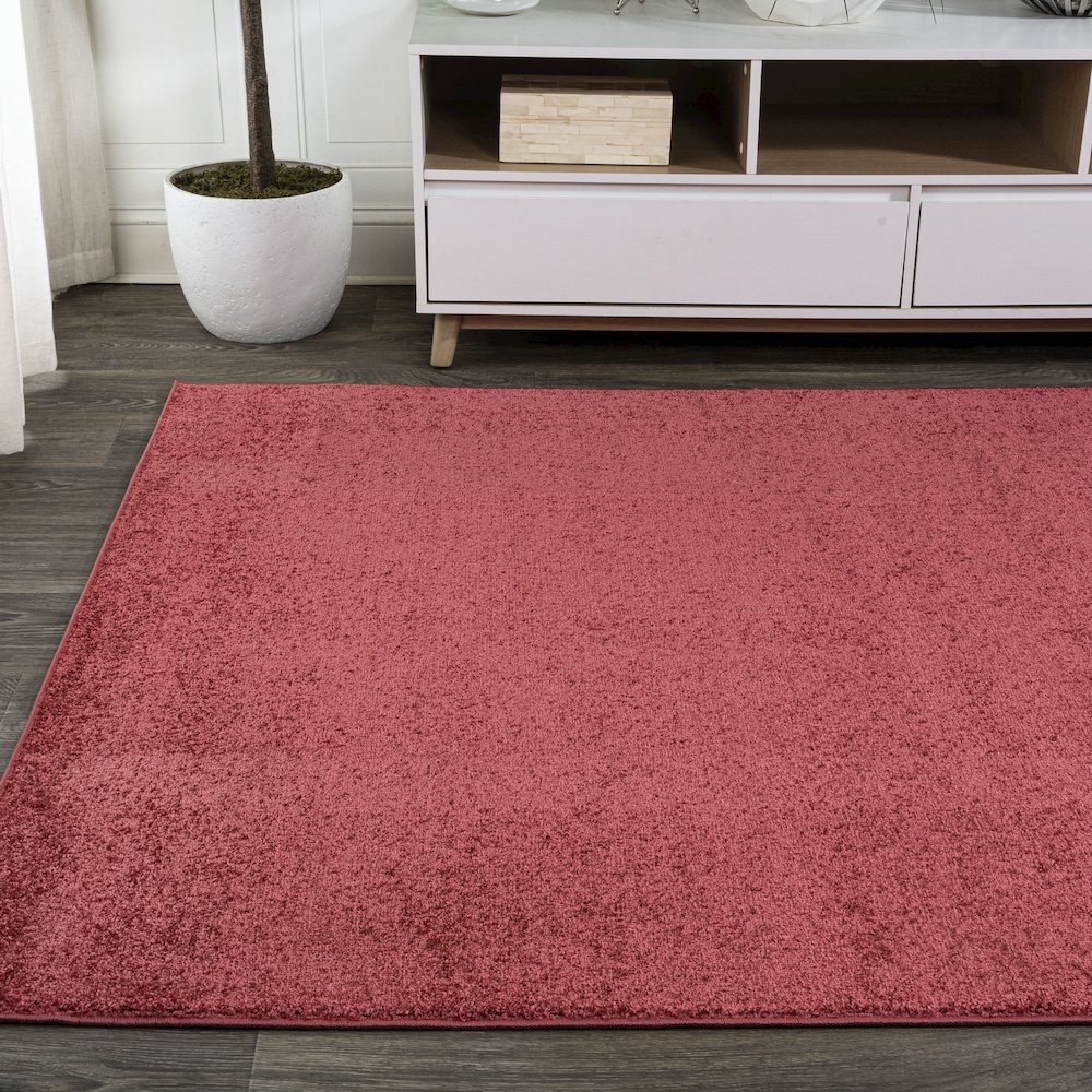 Haze Solid Low Pile Area Rug Red. Picture 15