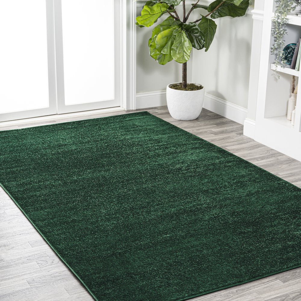 Haze Solid Low Pile Area Rug Emerald. Picture 23