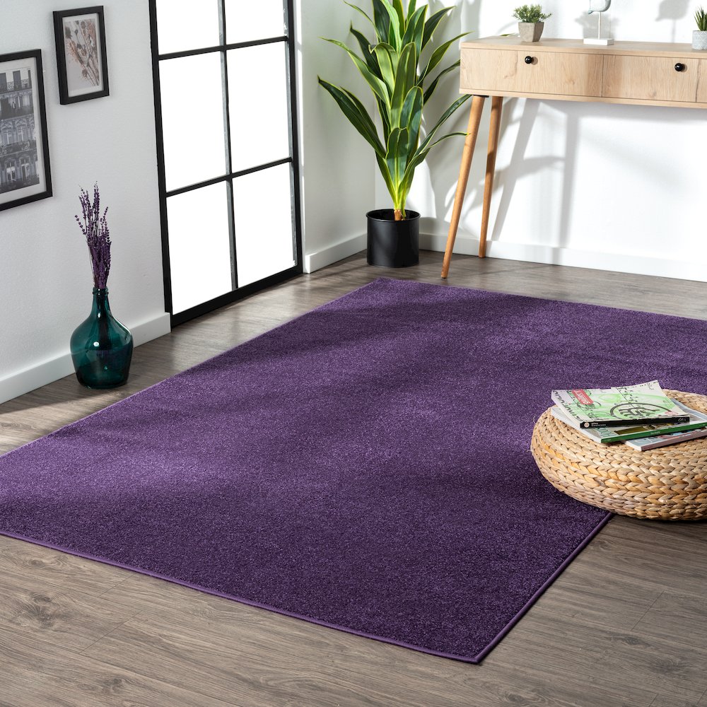 Haze Solid Low Pile Area Rug Purple. Picture 21