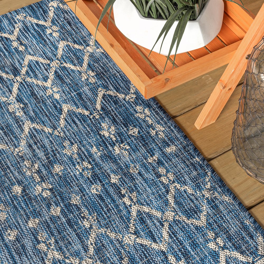 Ourika Moroccan Geometric Textured Weave Light Indoor/Outdoor Area Rug. Picture 2