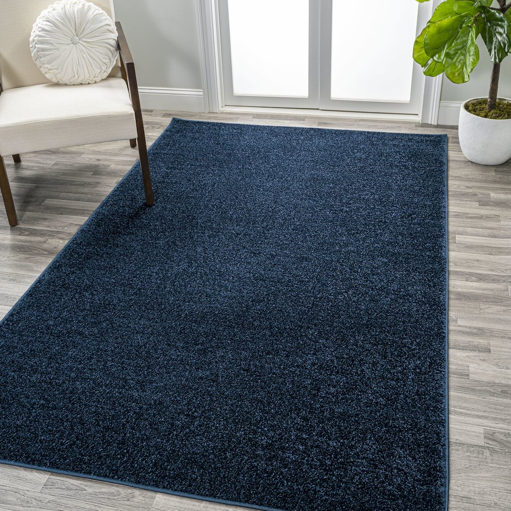 Haze Solid Low Pile Area Rug Navy. Picture 21