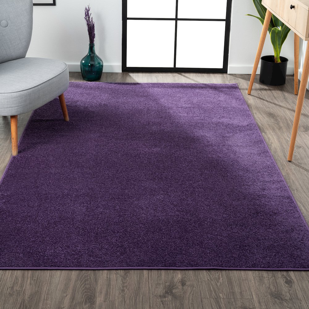 Haze Solid Low Pile Area Rug Purple. Picture 14