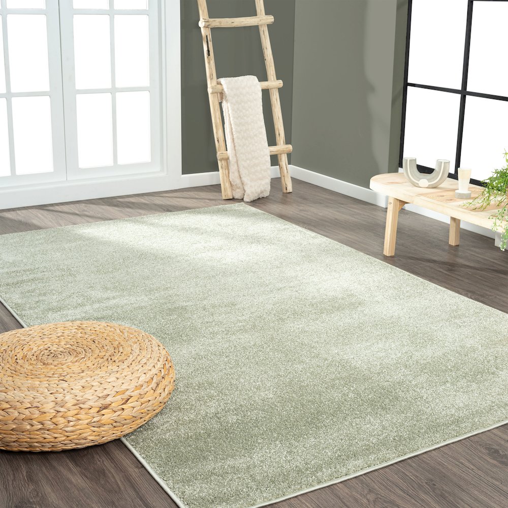 Haze Solid Low Pile Area Rug Green. Picture 15