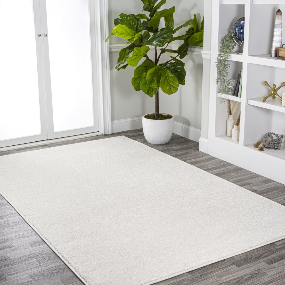 Haze Solid Low Pile Area Rug Cream. Picture 15